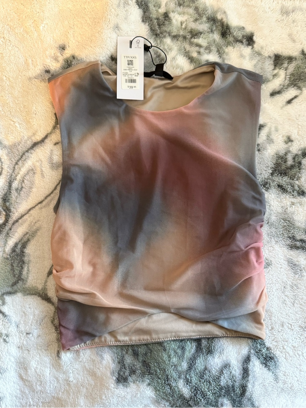 Dynamite Multicolor Tie-Dye Mesh Tank Top — Pink, Tan, Gray